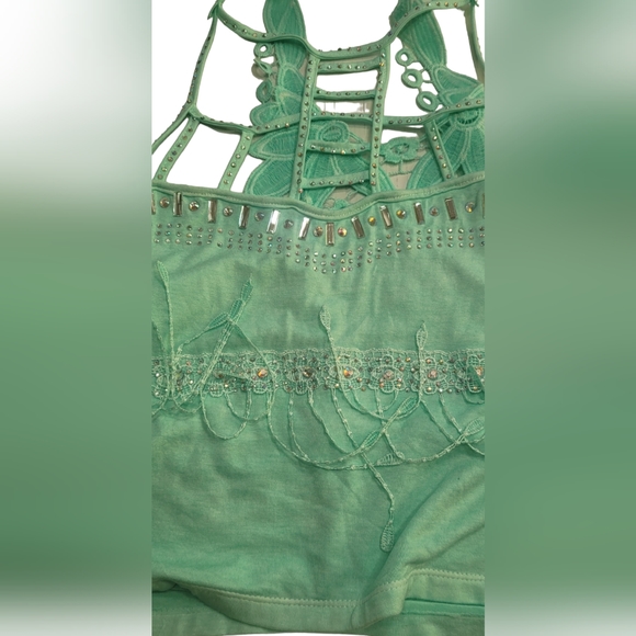 ❤️ KOVER BLUE  GREEN MINT STRAPPY BLOUSE  ONE SIZE. MADE IN COLOMBIA. - Picture 9 of 12
